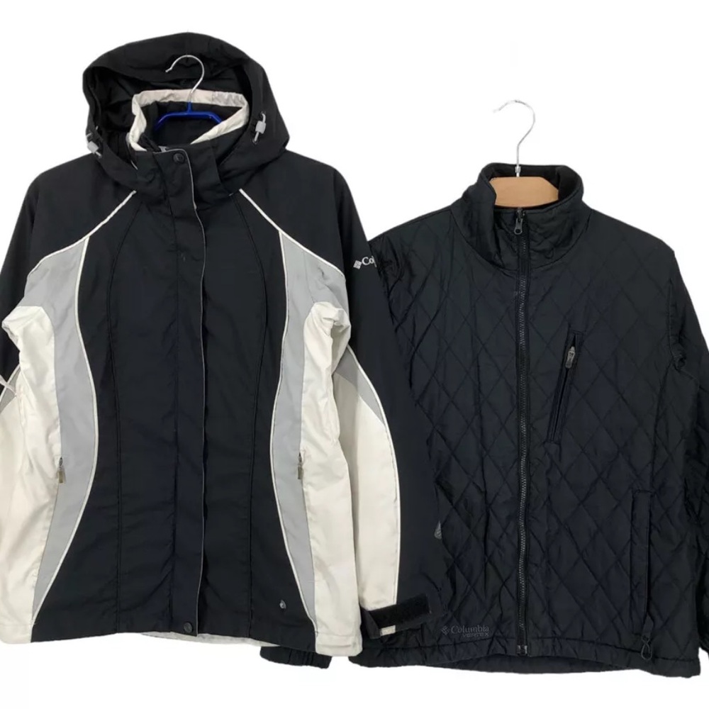 Columbia Vertex Women’s 3-in-1 Ski Snow Winter Coat size S Black White Gray